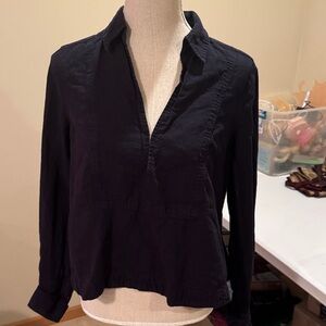 Free People Black V-Neck Blouse